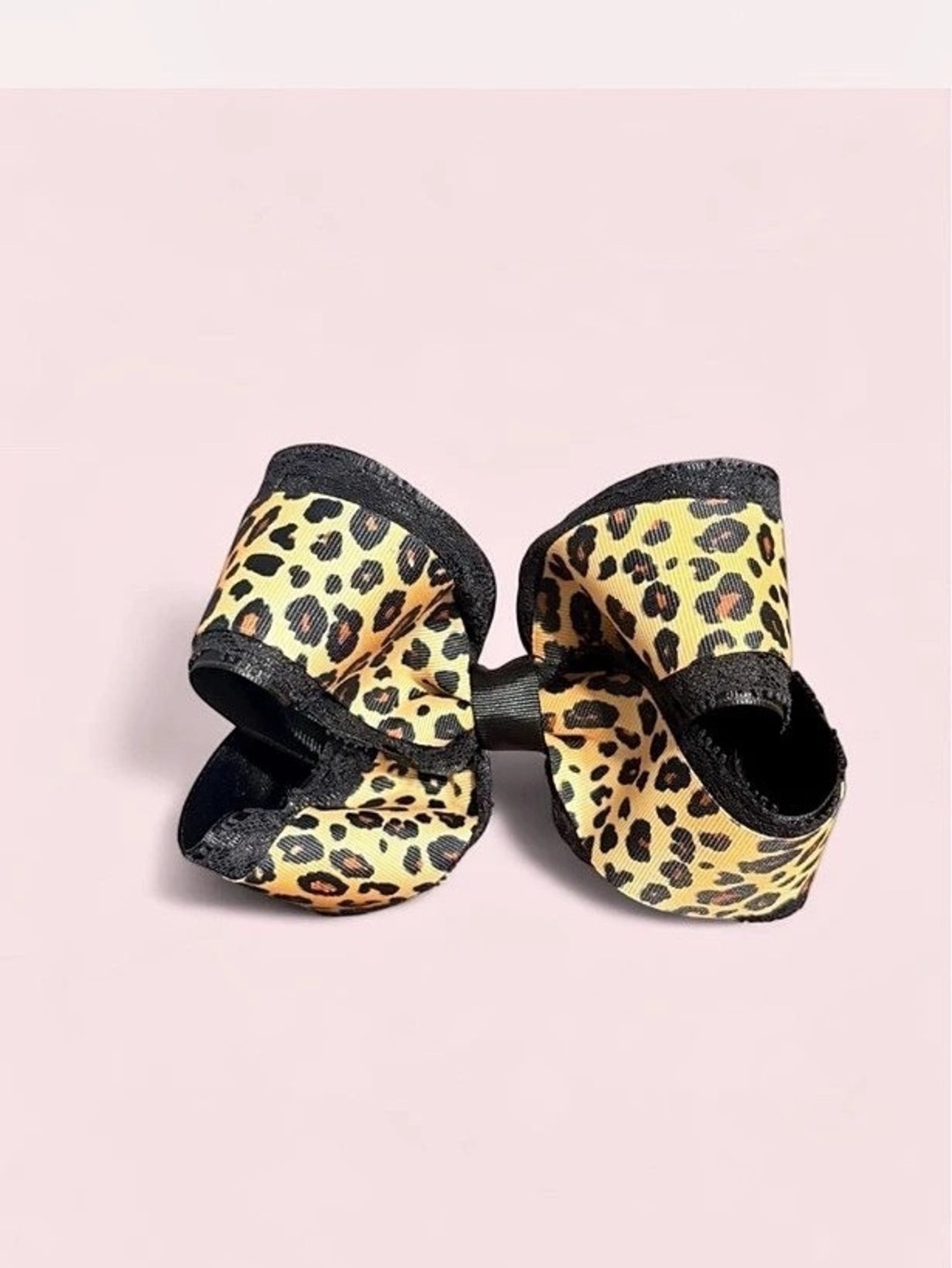 Leopard Print Hair Bow Black